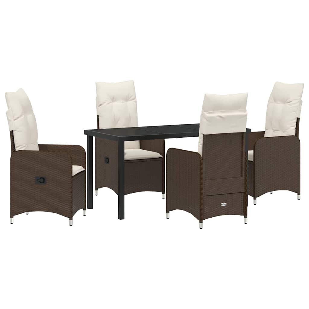 Tuin eettafelset 5 pcs Bruin poly rattan is nu te koop bij PeponiXL, paradijselijk wonen!