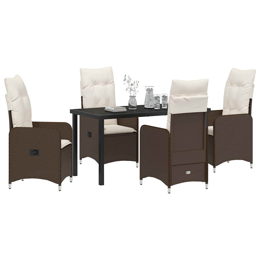 Tuin eettafelset 5 pcs Bruin poly rattan is nu te koop bij PeponiXL, paradijselijk wonen!