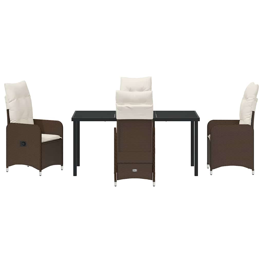 Tuin eettafelset met kussen 5 pcs Bruin poly rattan is nu te koop bij PeponiXL, paradijselijk wonen!