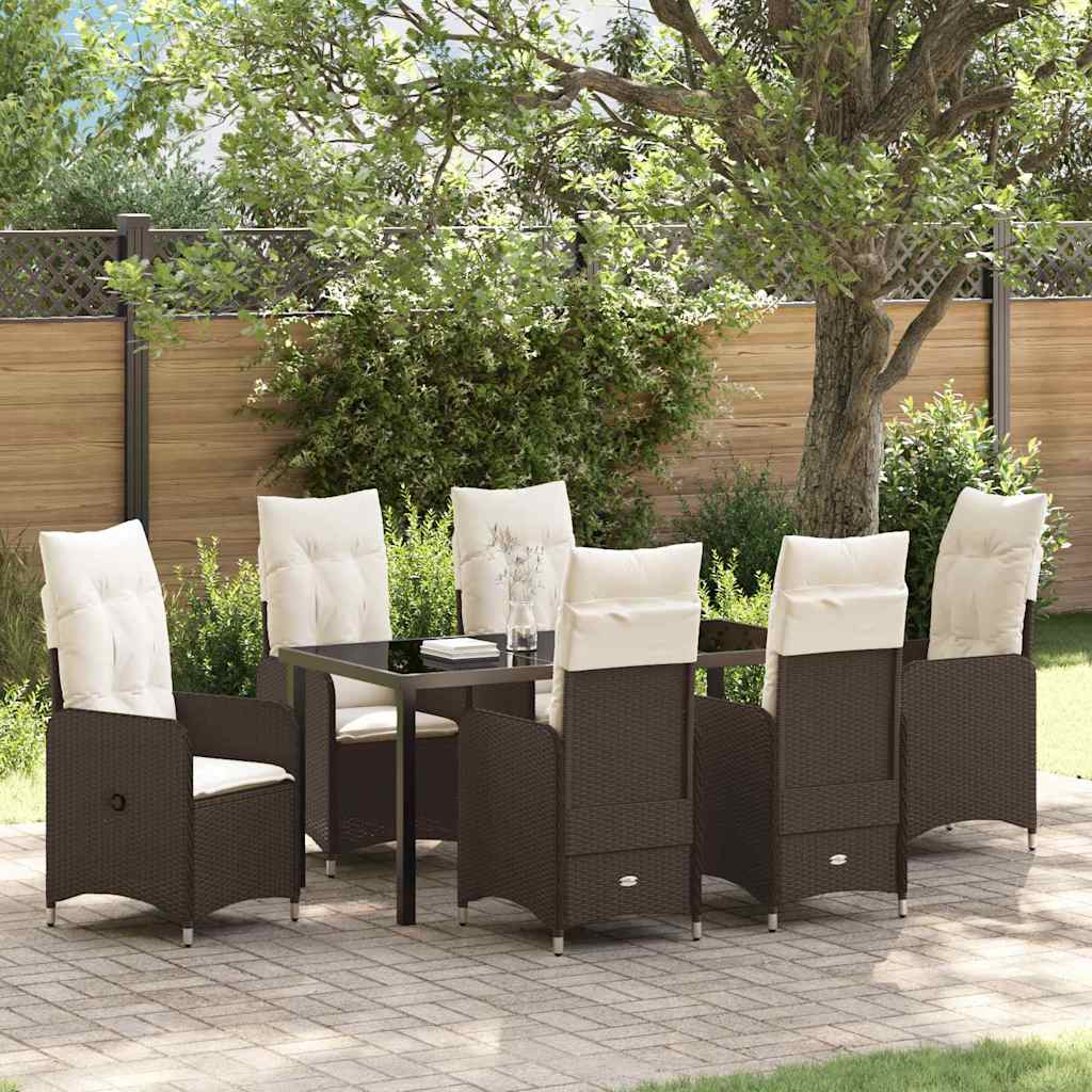 Tuin eettafelset 7 pcs Bruin poly rattan is nu te koop bij PeponiXL, paradijselijk wonen!