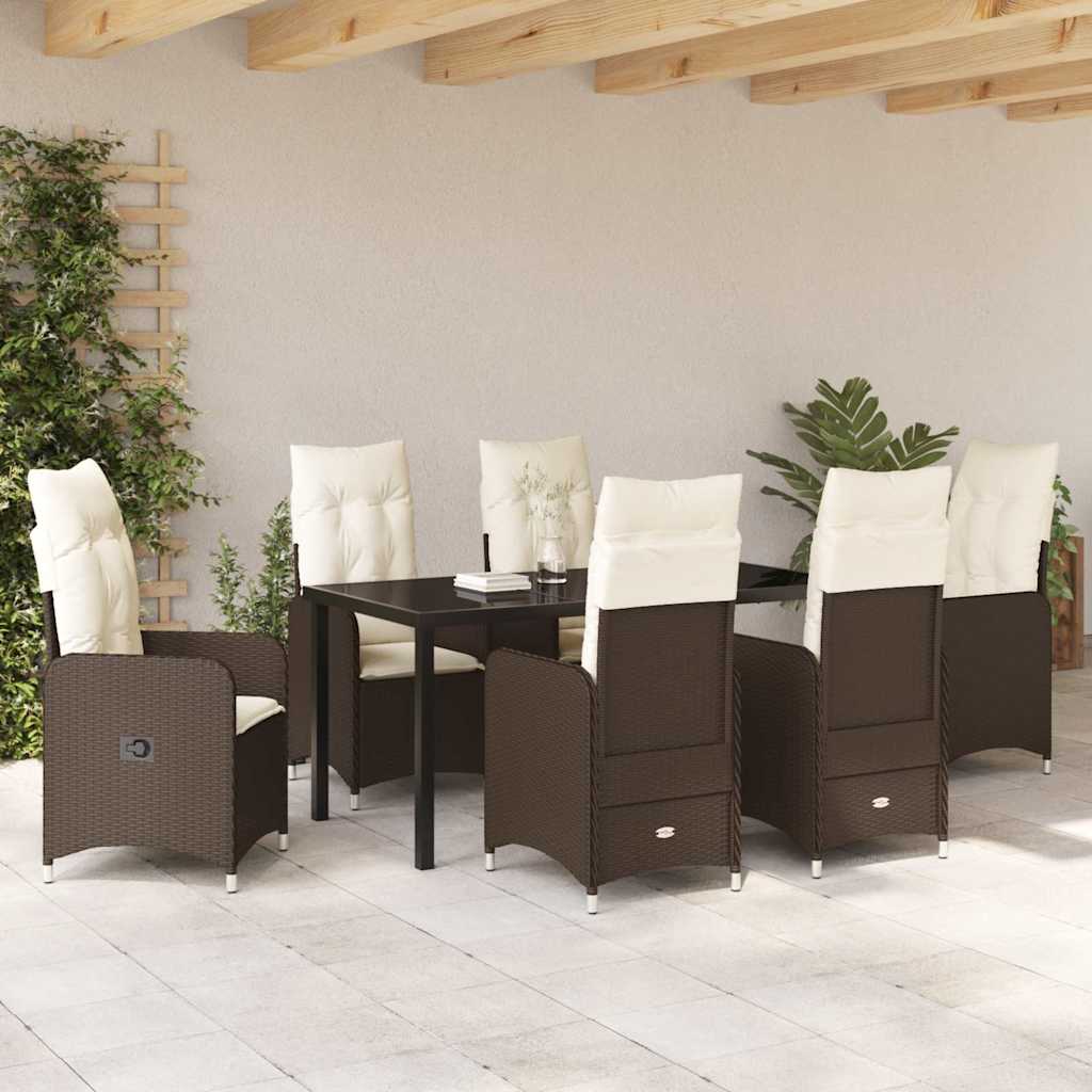 Tuin eettafelset 7 pcs Bruin poly rattan is nu te koop bij PeponiXL, paradijselijk wonen!