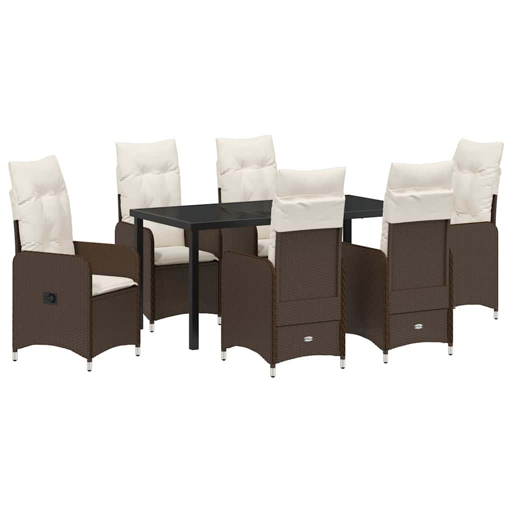Tuin eettafelset 7 pcs Bruin poly rattan is nu te koop bij PeponiXL, paradijselijk wonen!