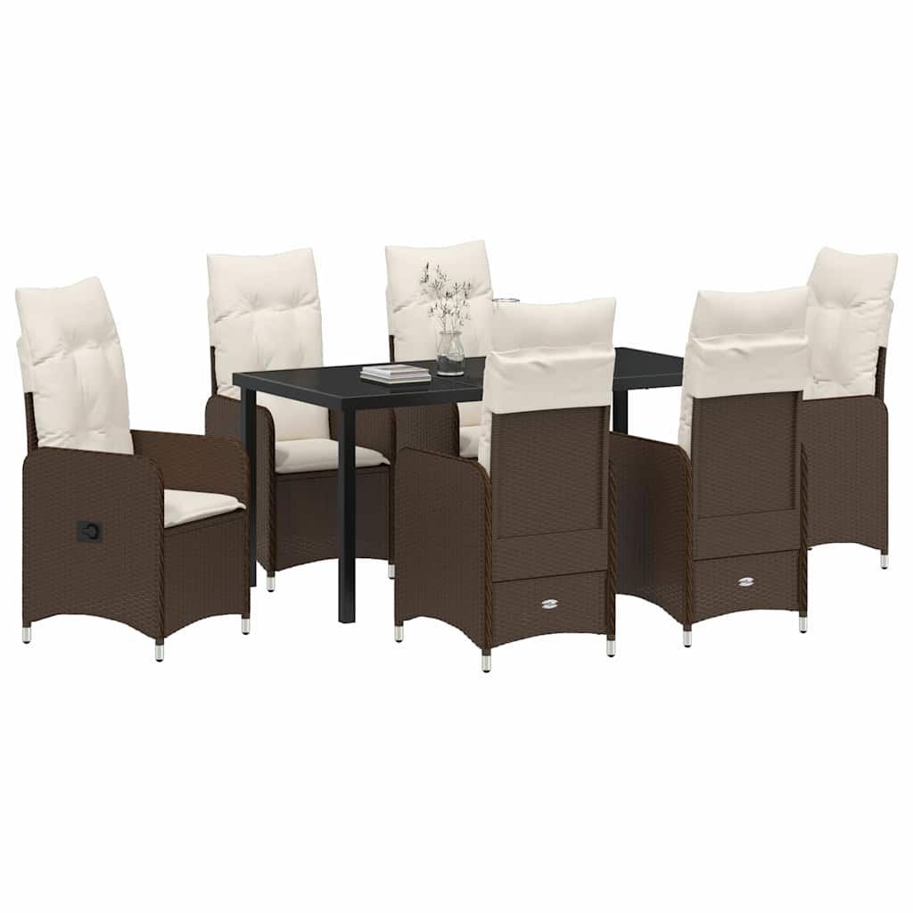 Tuin eettafelset 7 pcs Bruin poly rattan is nu te koop bij PeponiXL, paradijselijk wonen!