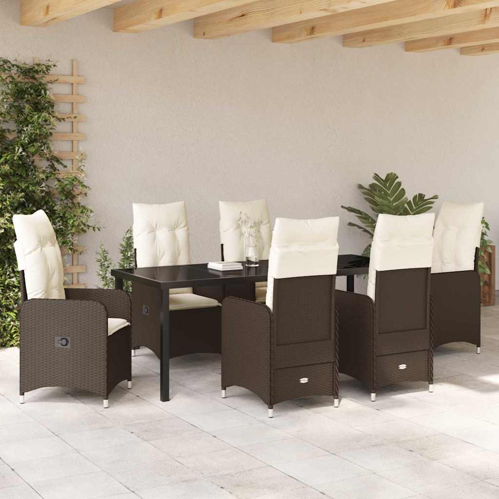 Tuin eettafelset 7 pcs Bruin poly rattan is nu te koop bij PeponiXL, paradijselijk wonen!