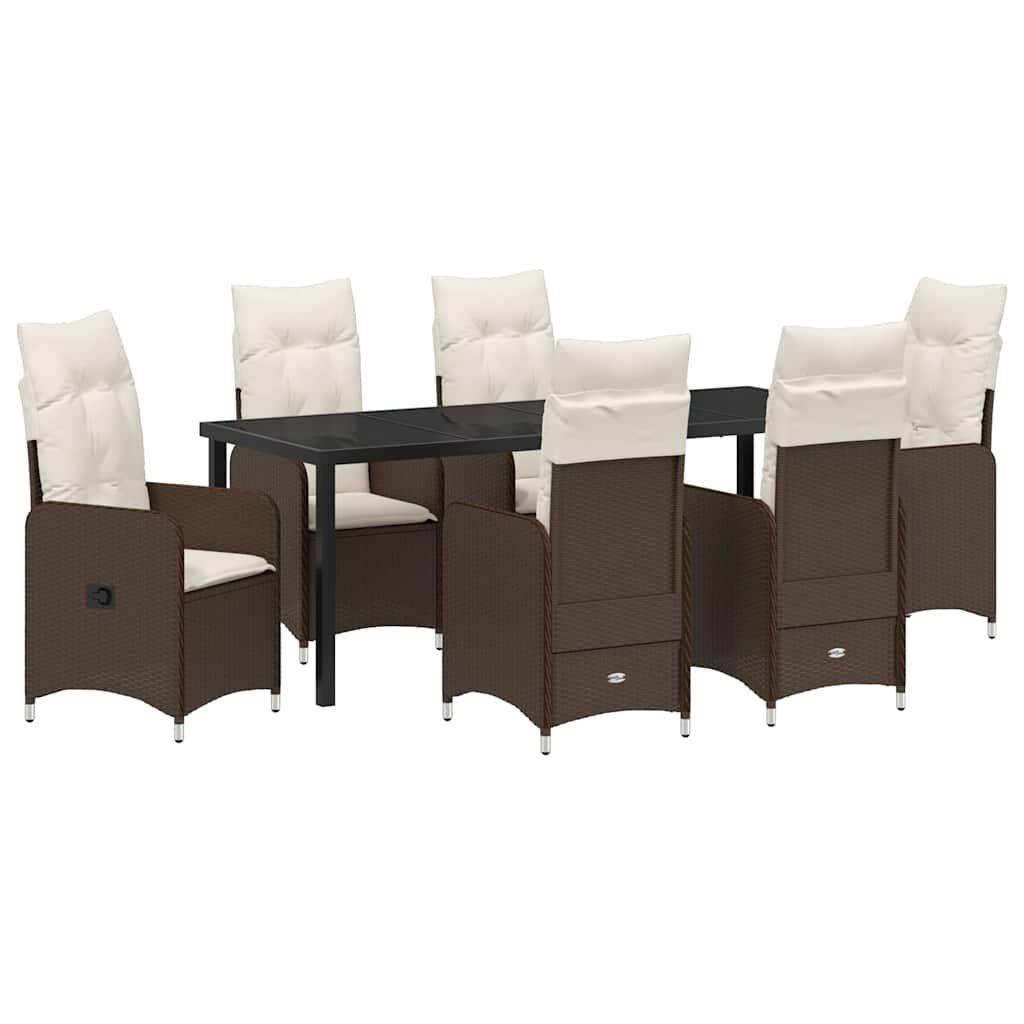 Tuin eettafelset 7 pcs Bruin poly rattan is nu te koop bij PeponiXL, paradijselijk wonen!