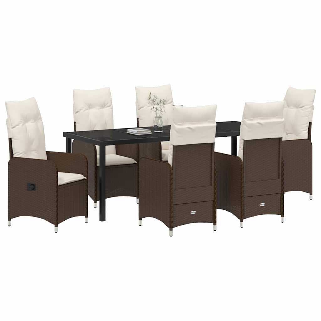 Tuin eettafelset 7 pcs Bruin poly rattan is nu te koop bij PeponiXL, paradijselijk wonen!