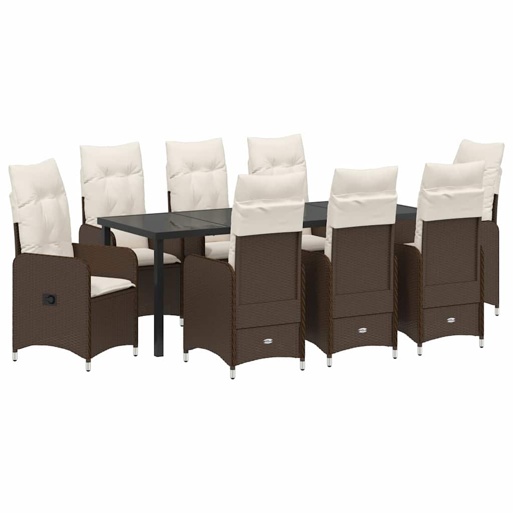 Tuin eettafelset 9 pcs Bruin poly rattan is nu te koop bij PeponiXL, paradijselijk wonen!