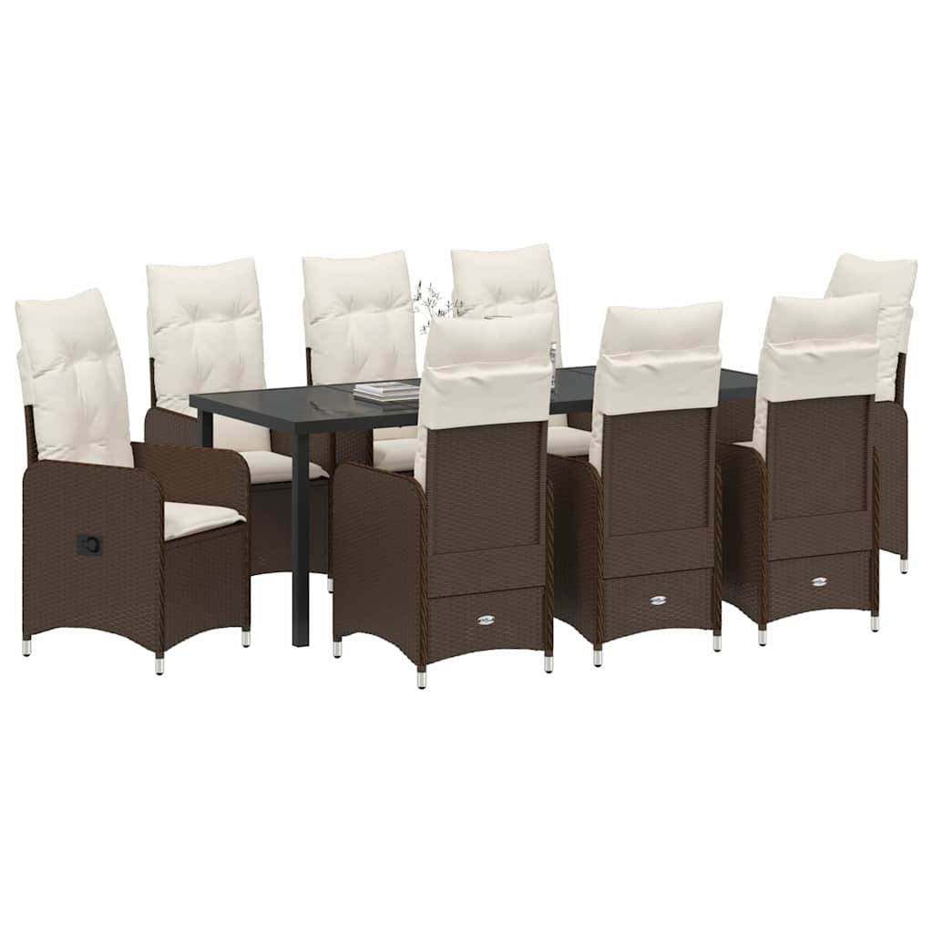 Tuin eettafelset 9 pcs Bruin poly rattan is nu te koop bij PeponiXL, paradijselijk wonen!