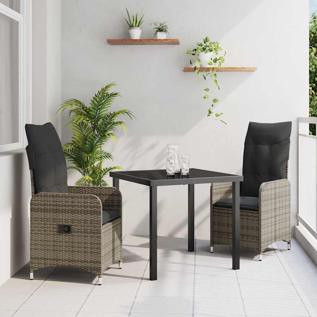 Tuin eettafelset 3 pcs Grijs poly rattan is nu te koop bij PeponiXL, paradijselijk wonen!