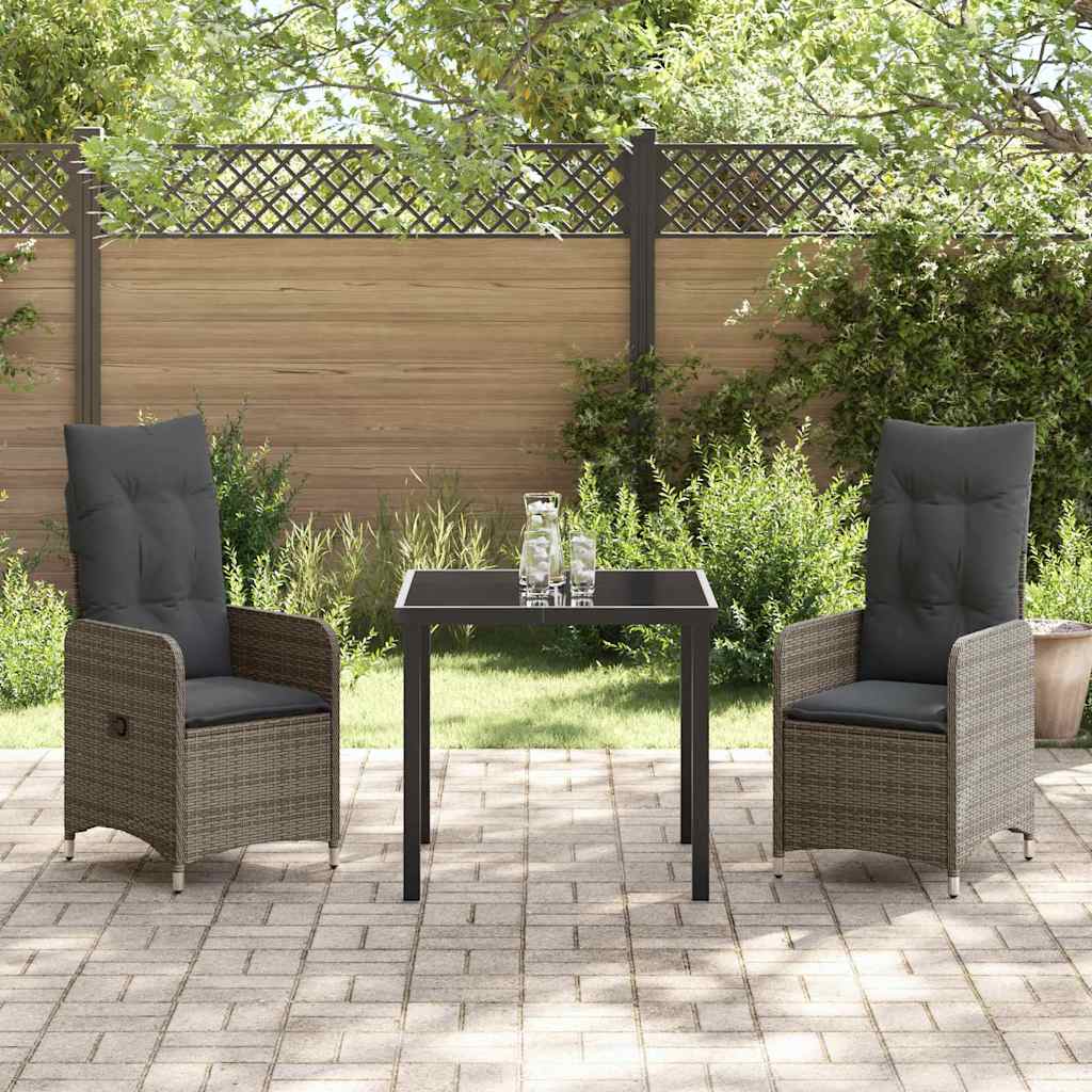 Tuin eettafelset 3 pcs Grijs poly rattan is nu te koop bij PeponiXL, paradijselijk wonen!