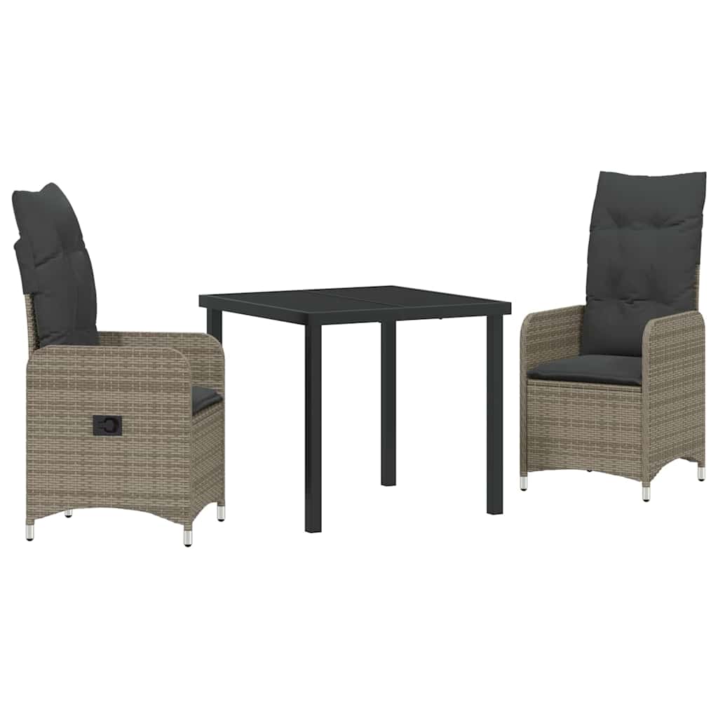Tuin eettafelset 3 pcs Grijs poly rattan is nu te koop bij PeponiXL, paradijselijk wonen!