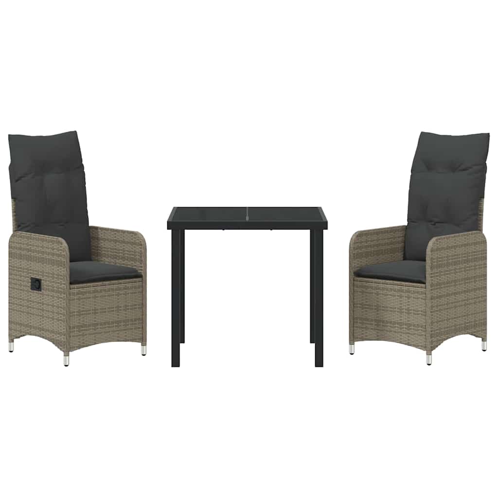 Tuin eettafelset 3 pcs Grijs poly rattan is nu te koop bij PeponiXL, paradijselijk wonen!