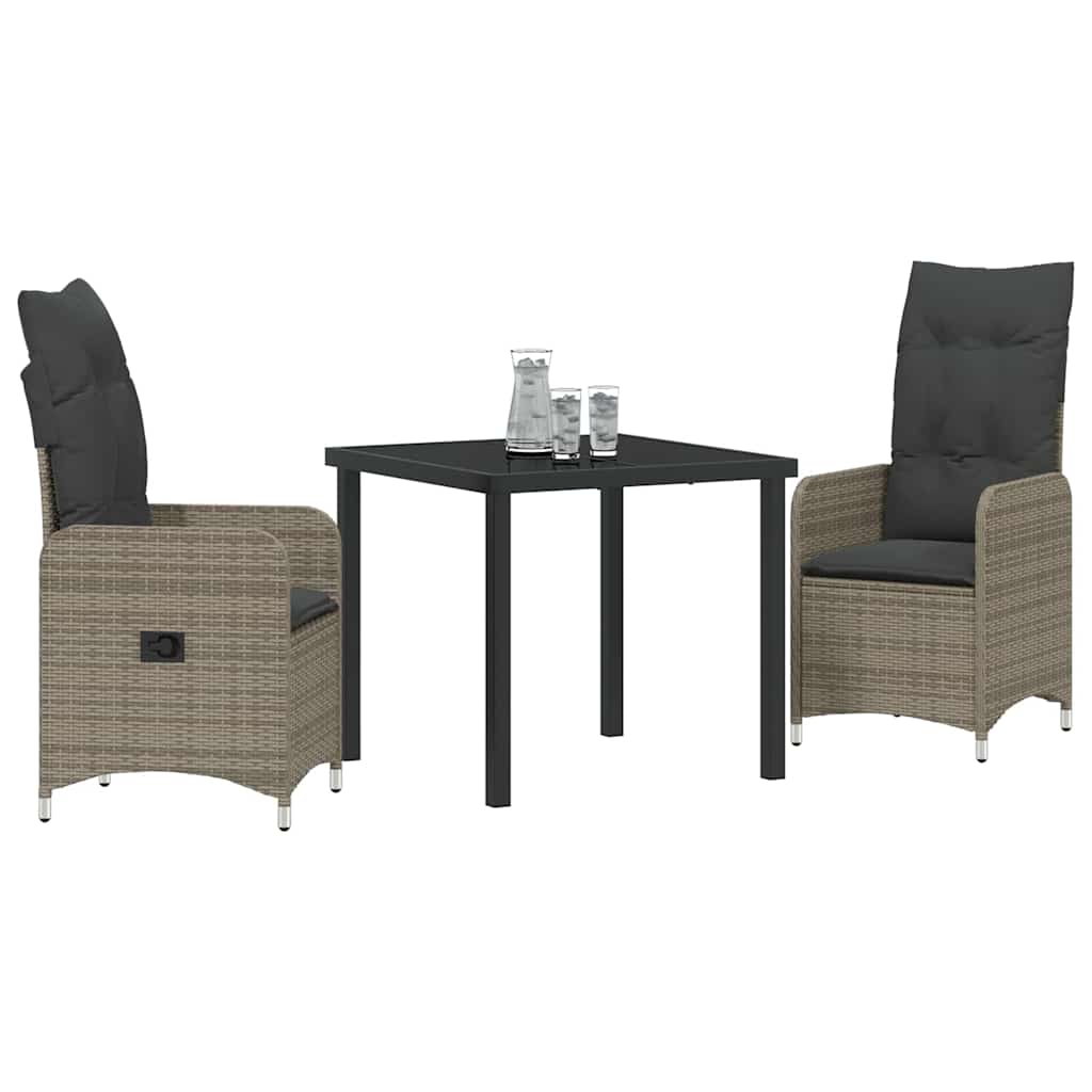 Tuin eettafelset 3 pcs Grijs poly rattan is nu te koop bij PeponiXL, paradijselijk wonen!