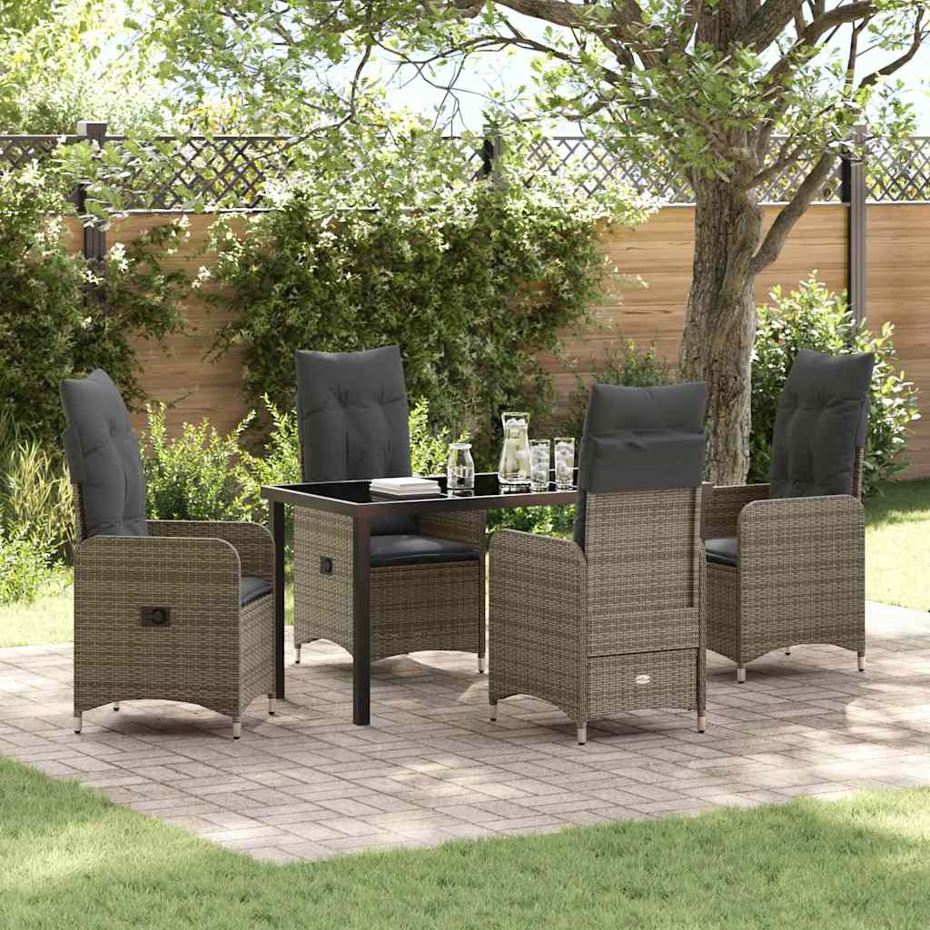 Tuin eettafelset 5 pcs Grijs poly rattan is nu te koop bij PeponiXL, paradijselijk wonen!