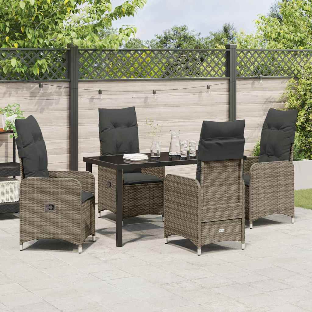 Tuin eettafelset 5 pcs Grijs poly rattan is nu te koop bij PeponiXL, paradijselijk wonen!