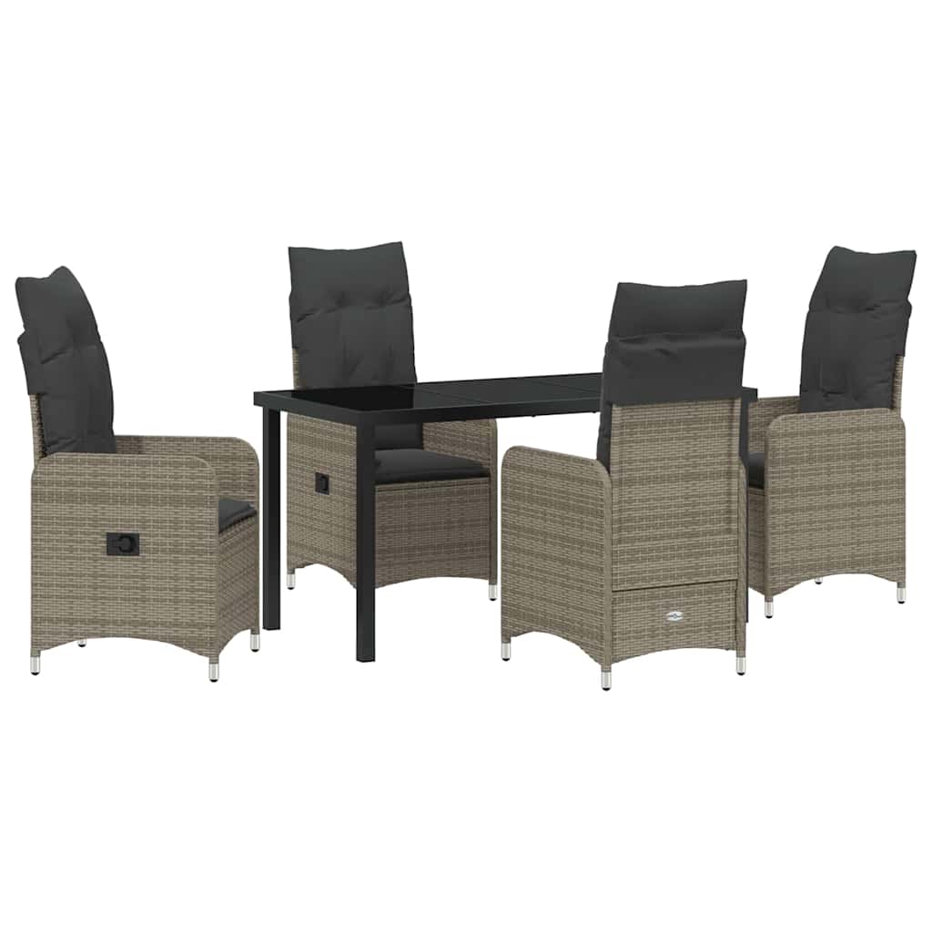 Tuin eettafelset 5 pcs Grijs poly rattan is nu te koop bij PeponiXL, paradijselijk wonen!