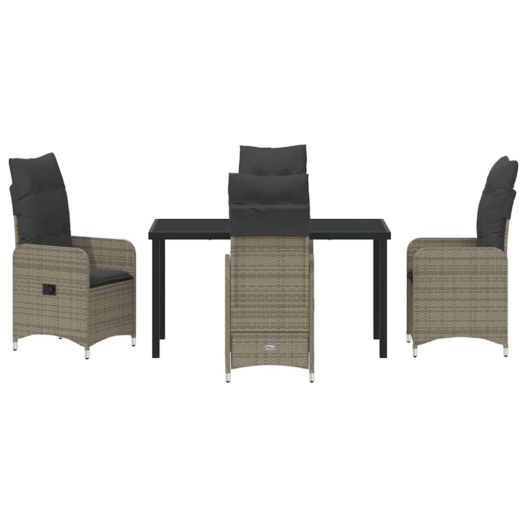 Tuin eettafelset 5 pcs Grijs poly rattan is nu te koop bij PeponiXL, paradijselijk wonen!
