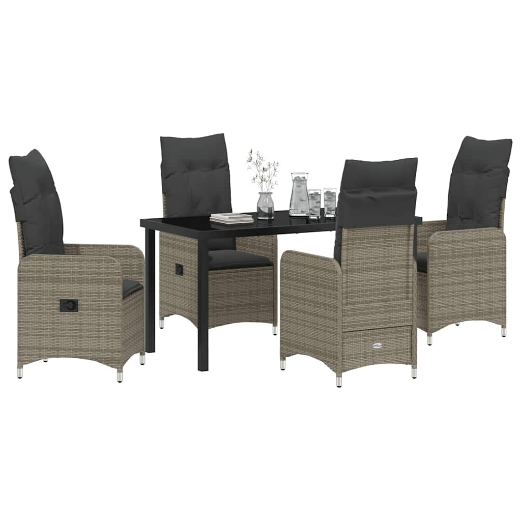 Tuin eettafelset 5 pcs Grijs poly rattan is nu te koop bij PeponiXL, paradijselijk wonen!