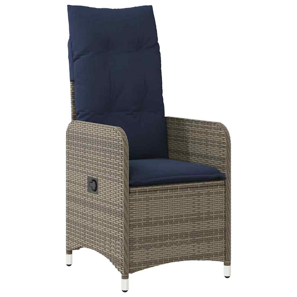 Tafel en stoelen set met kussen 9 pcs Grijs PE Rattan is nu te koop bij PeponiXL, paradijselijk wonen!