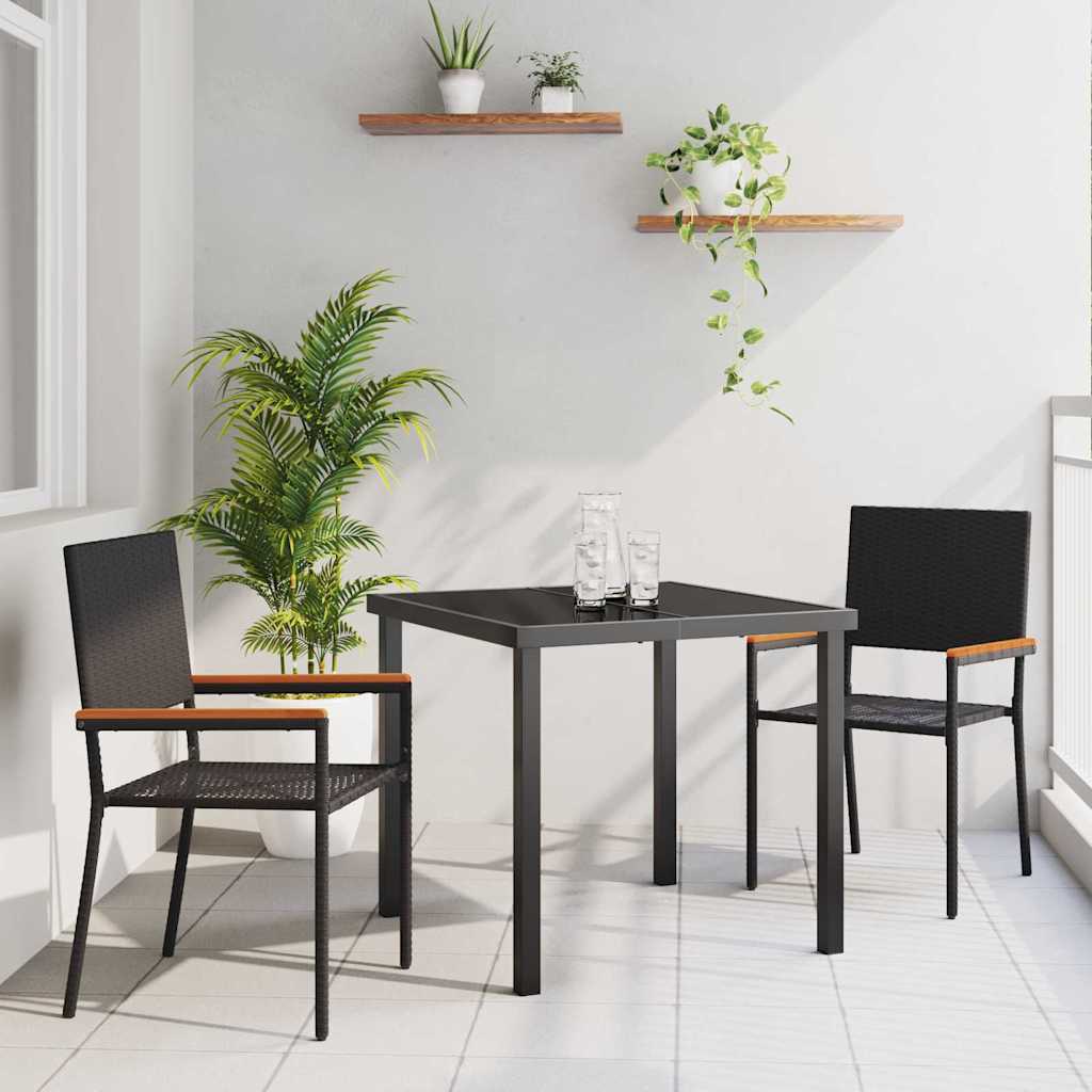 Tuin eettafelset met kussen 3 pcs Zwart poly rattan is nu te koop bij PeponiXL, paradijselijk wonen!