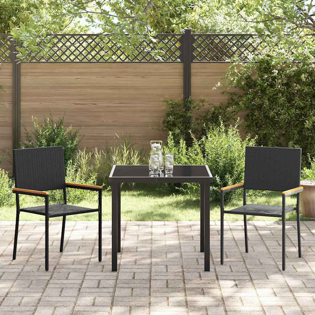 Tuin eettafelset met kussen 3 pcs Zwart poly rattan is nu te koop bij PeponiXL, paradijselijk wonen!
