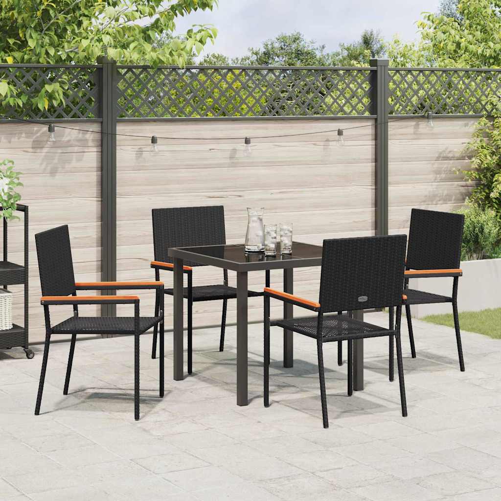 Tuin eettafelset met kussen 5 pcs Zwart poly rattan is nu te koop bij PeponiXL, paradijselijk wonen!