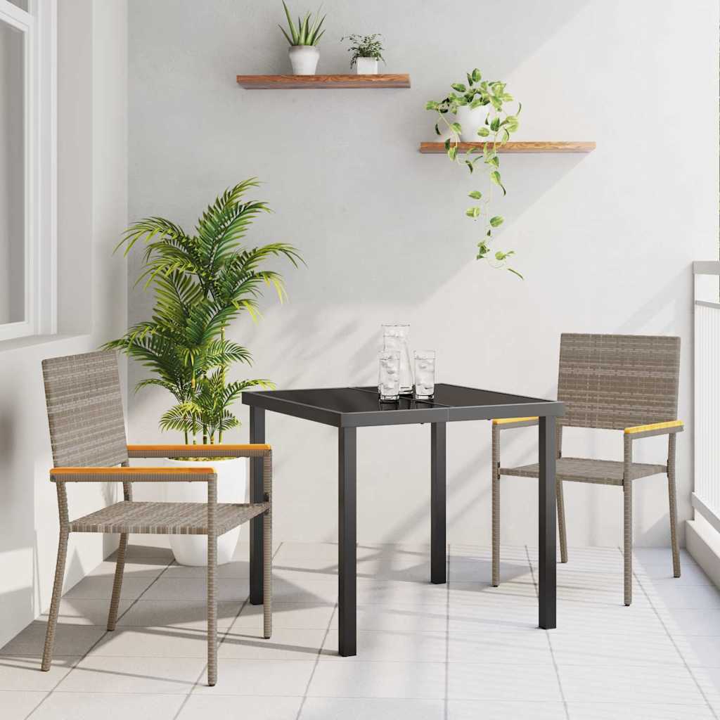 Tuin eettafelset met kussen 3 pcs Grijs poly rattan is nu te koop bij PeponiXL, paradijselijk wonen!