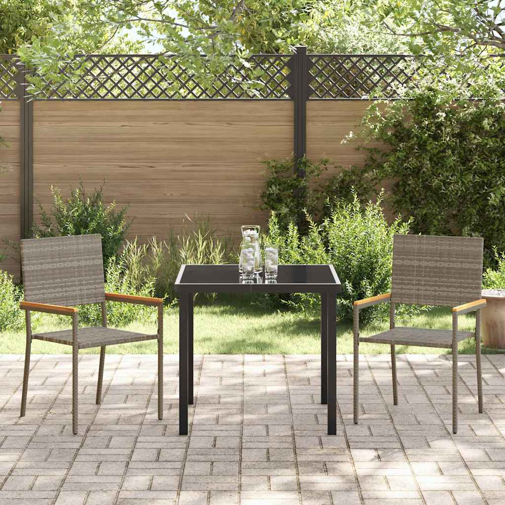 Tuin eettafelset met kussen 3 pcs Grijs poly rattan is nu te koop bij PeponiXL, paradijselijk wonen!