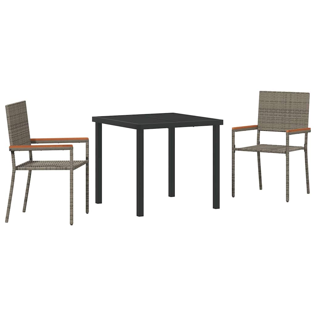 Tuin eettafelset met kussen 3 pcs Grijs poly rattan is nu te koop bij PeponiXL, paradijselijk wonen!