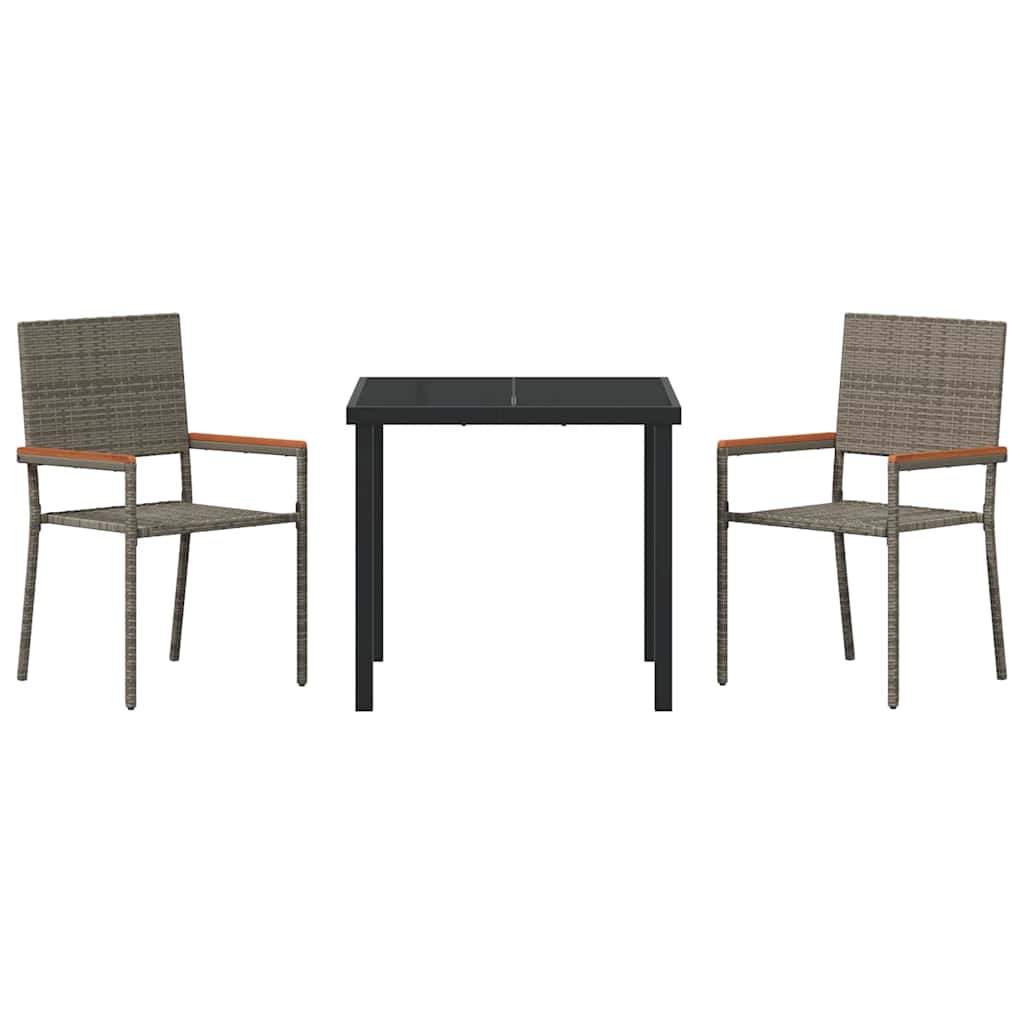 Tuin eettafelset met kussen 3 pcs Grijs poly rattan is nu te koop bij PeponiXL, paradijselijk wonen!
