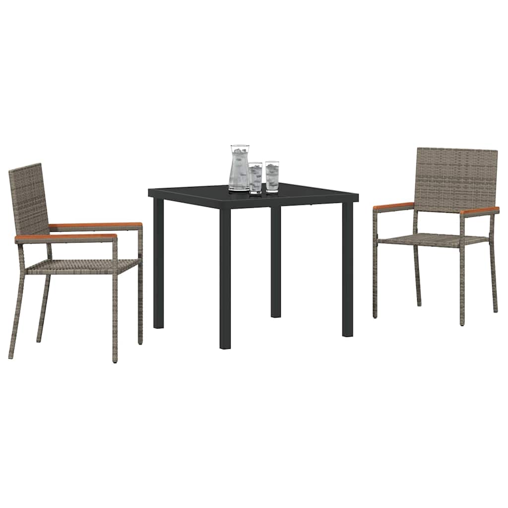 Tuin eettafelset met kussen 3 pcs Grijs poly rattan is nu te koop bij PeponiXL, paradijselijk wonen!