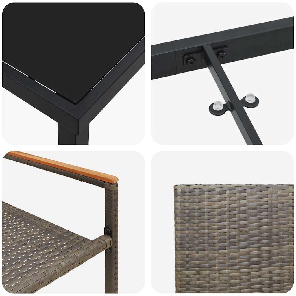 Tuin eettafelset met kussen 5 pcs Grijs poly rattan is nu te koop bij PeponiXL, paradijselijk wonen!