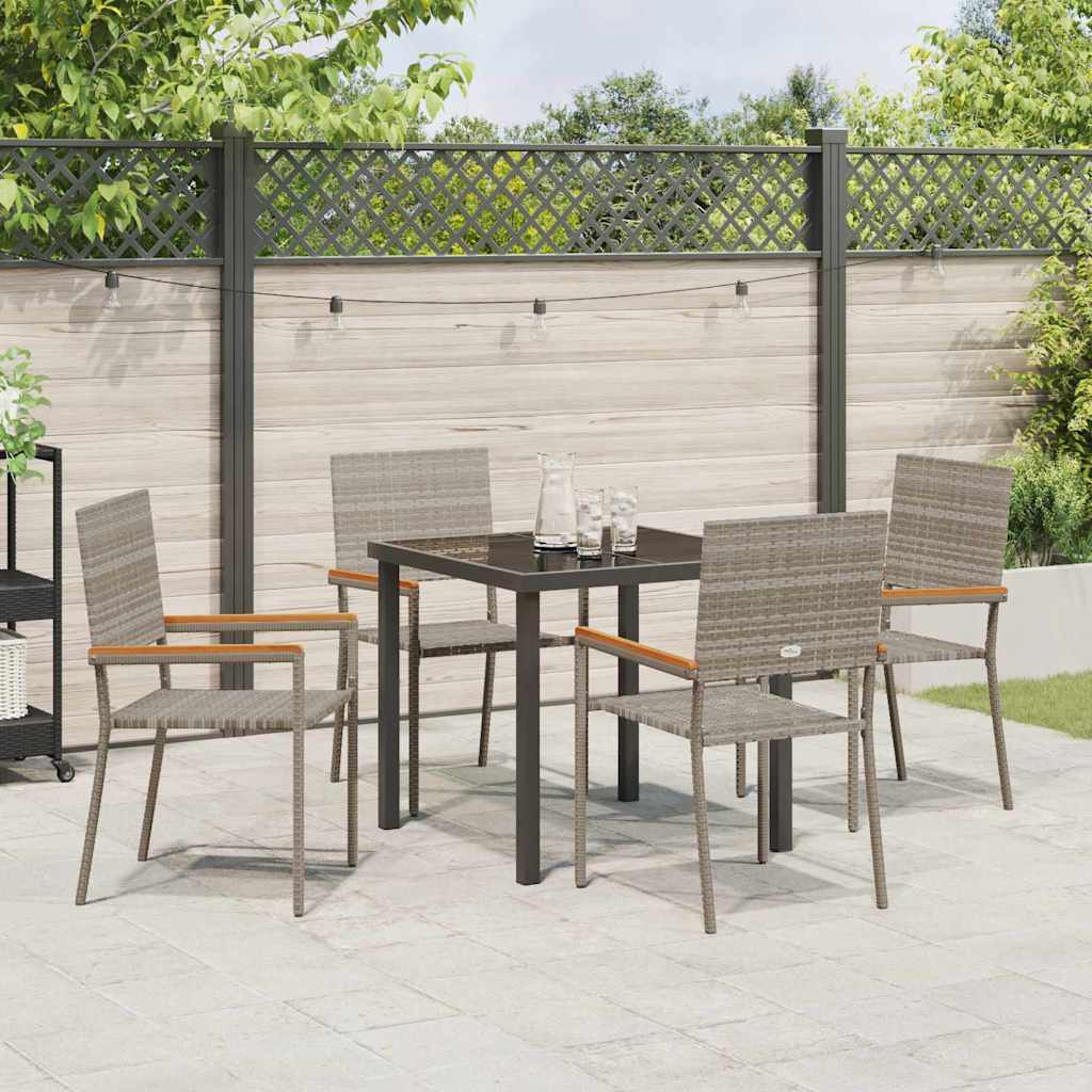 Tuin eettafelset met kussen 5 pcs Grijs poly rattan is nu te koop bij PeponiXL, paradijselijk wonen!
