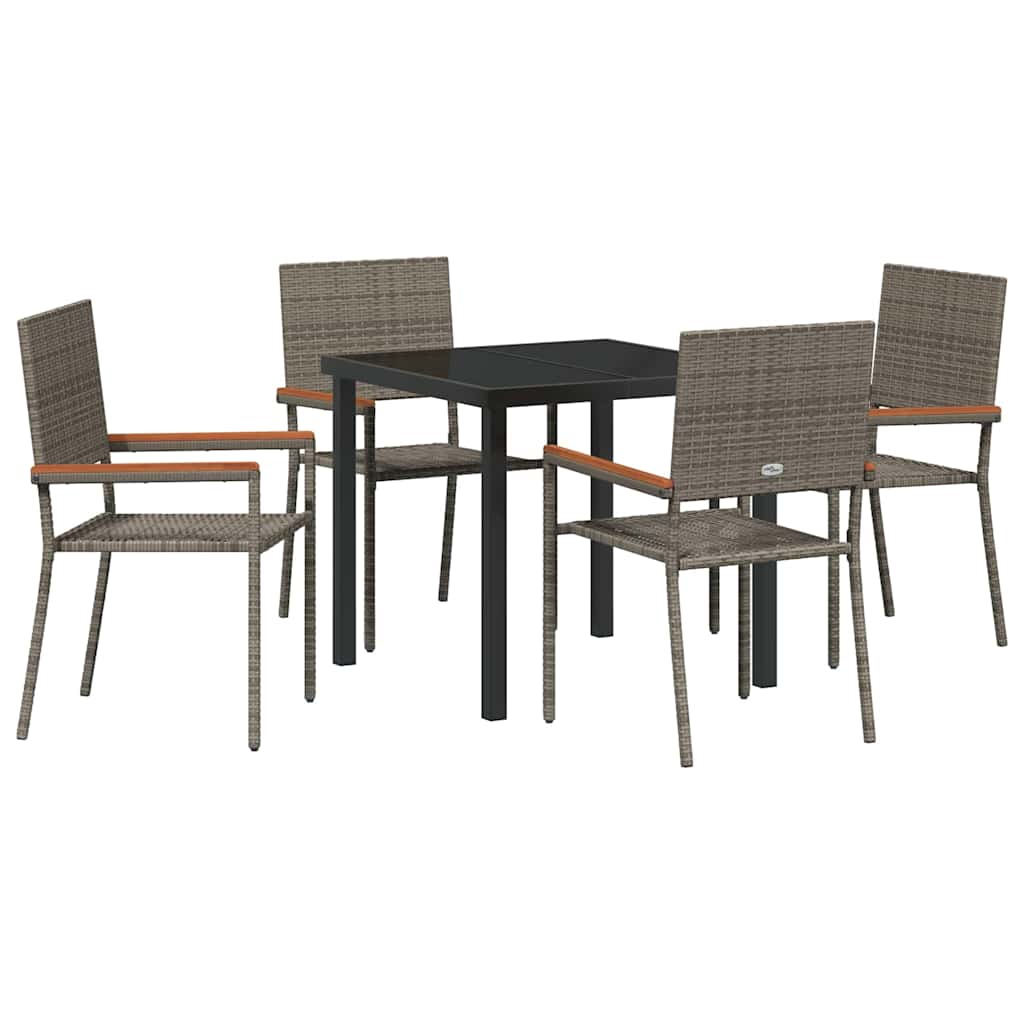 Tuin eettafelset met kussen 5 pcs Grijs poly rattan is nu te koop bij PeponiXL, paradijselijk wonen!