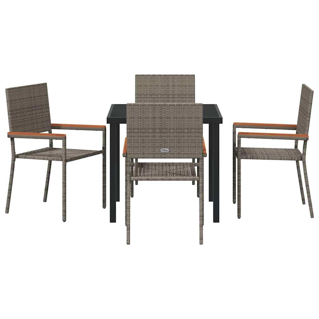 Tuin eettafelset met kussen 5 pcs Grijs poly rattan is nu te koop bij PeponiXL, paradijselijk wonen!