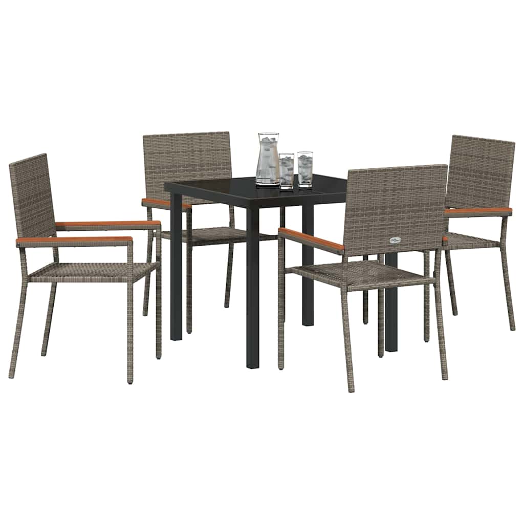 Tuin eettafelset met kussen 5 pcs Grijs poly rattan is nu te koop bij PeponiXL, paradijselijk wonen!