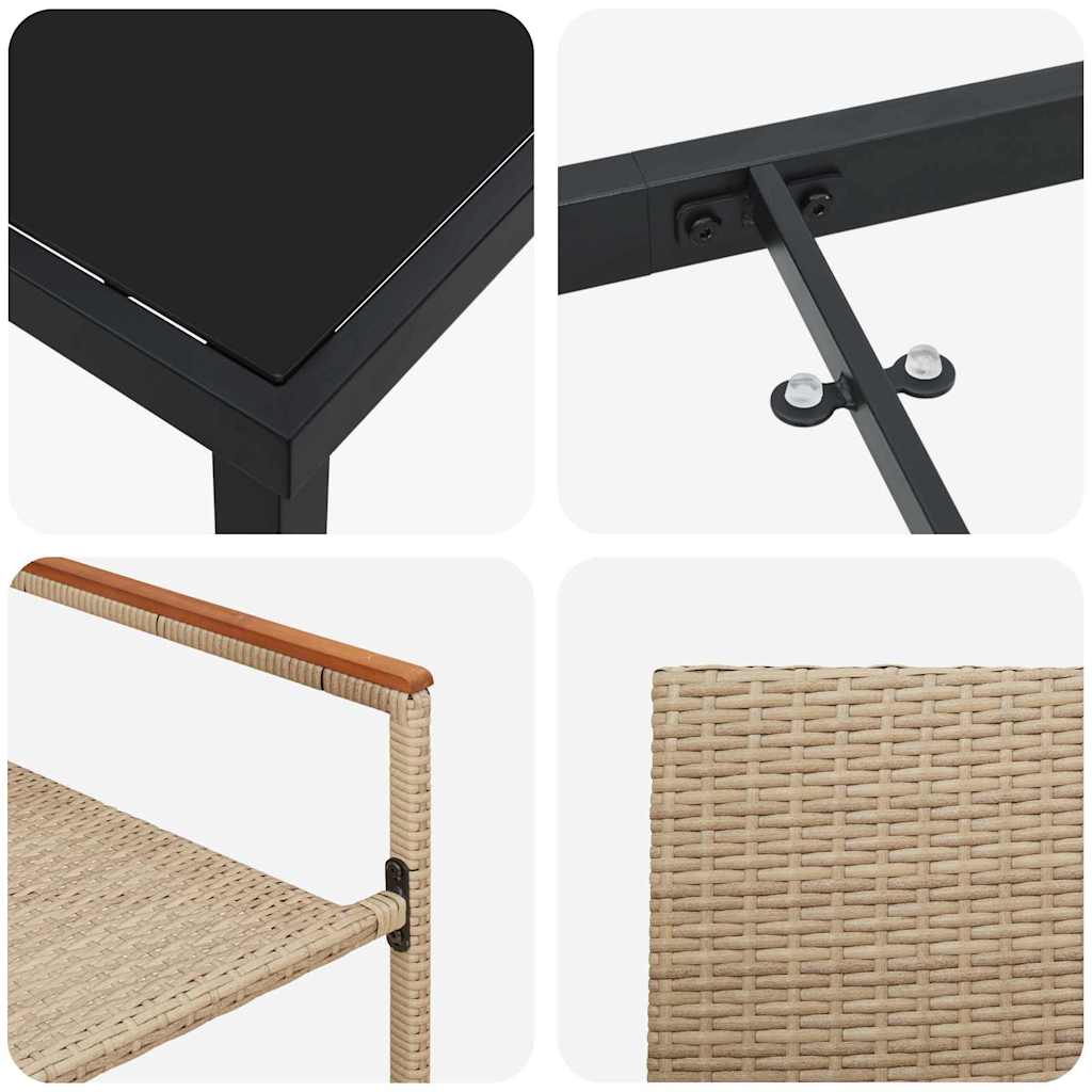 Tuin eettafelset met kussen 3 pcs Beige poly rattan is nu te koop bij PeponiXL, paradijselijk wonen!