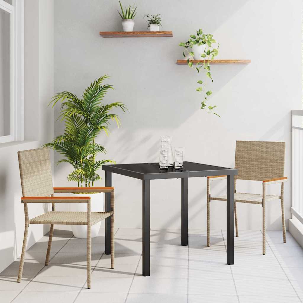 Tuin eettafelset met kussen 3 pcs Beige poly rattan is nu te koop bij PeponiXL, paradijselijk wonen!