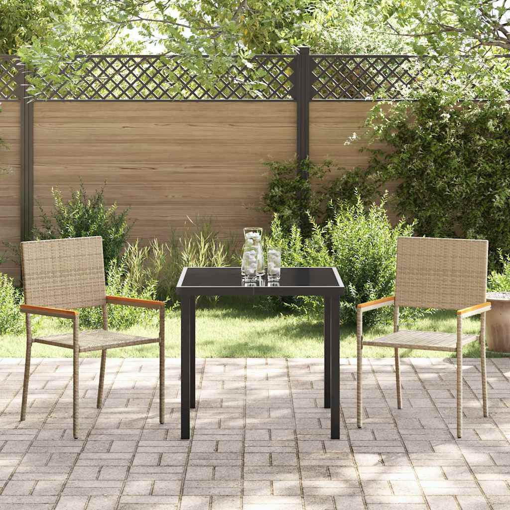 Tuin eettafelset met kussen 3 pcs Beige poly rattan is nu te koop bij PeponiXL, paradijselijk wonen!