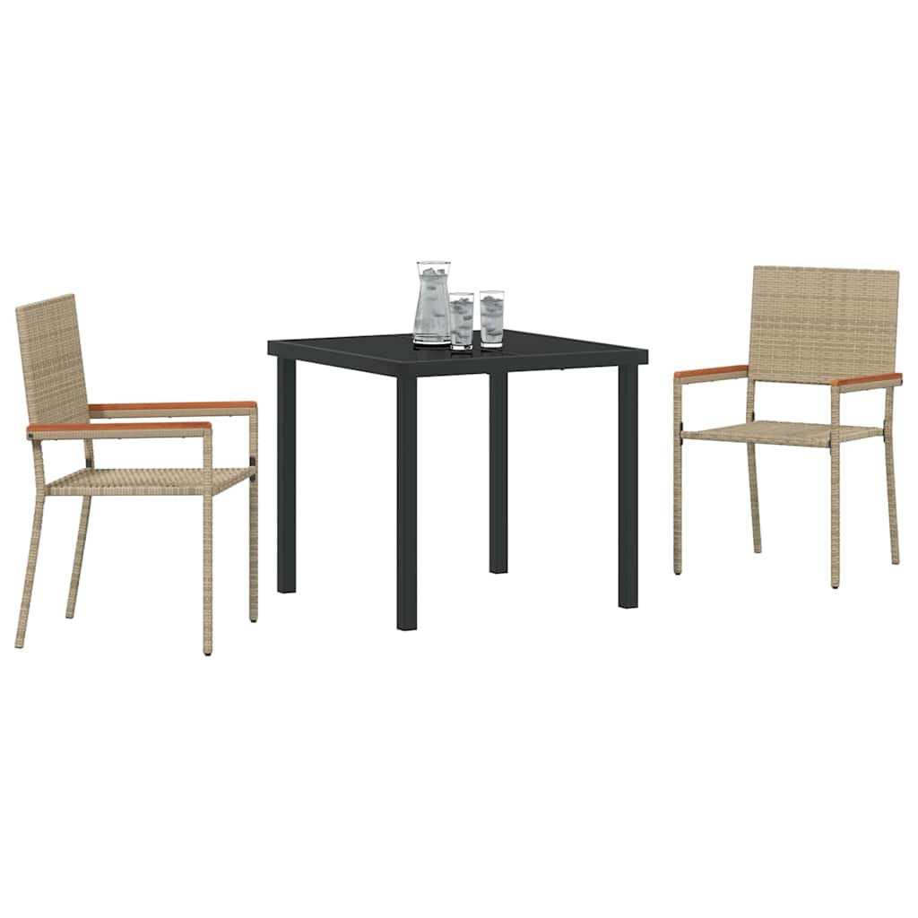 Tuin eettafelset met kussen 3 pcs Beige poly rattan is nu te koop bij PeponiXL, paradijselijk wonen!