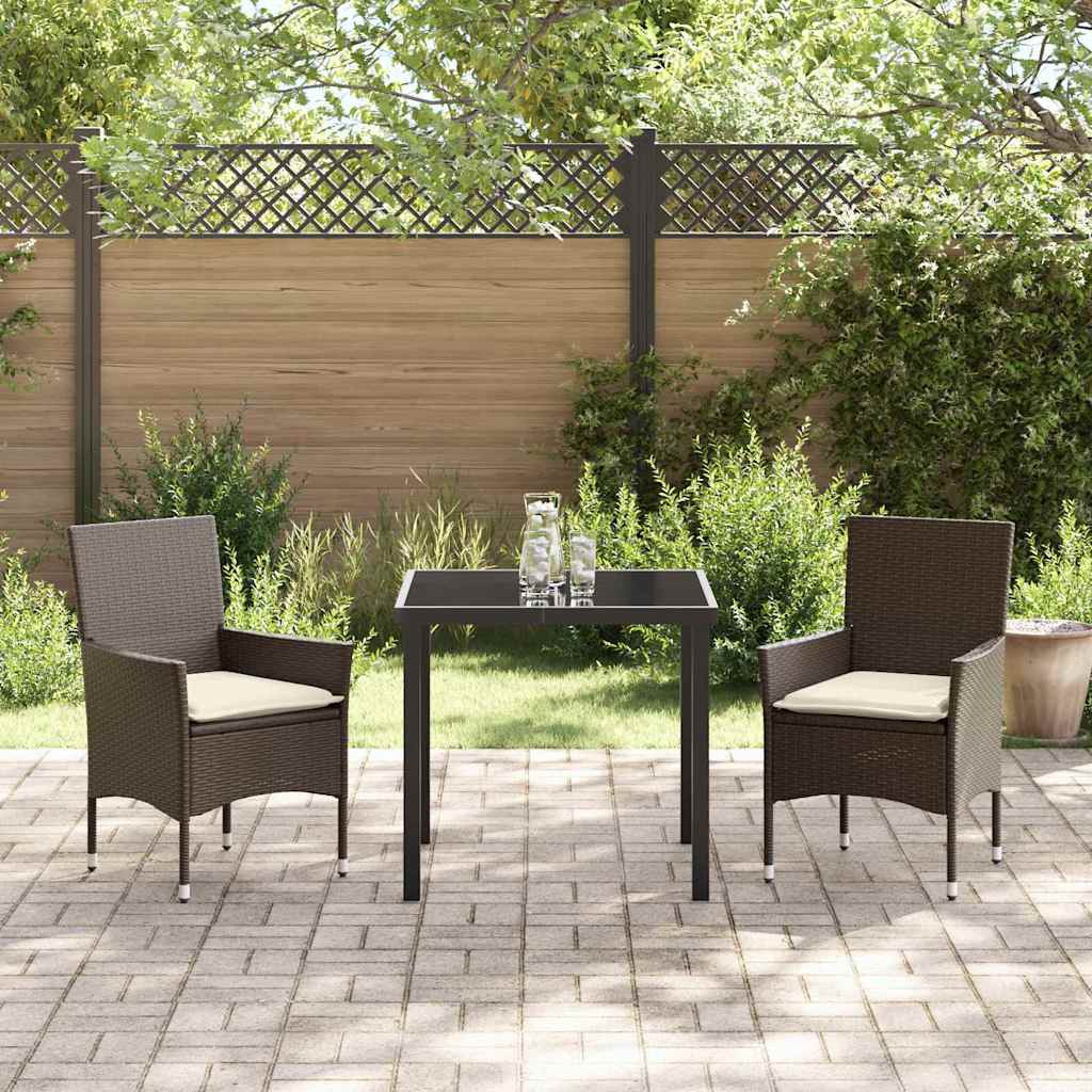 Tuin eettafelset met kussen 3 pcs Bruin poly rattan is nu te koop bij PeponiXL, paradijselijk wonen!