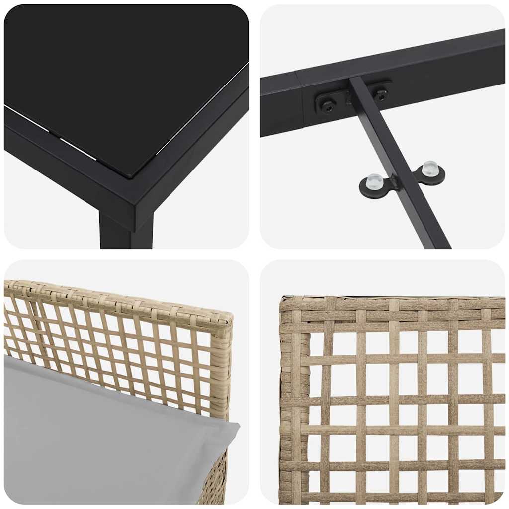 Tuin eettafelset met kussen 7 pcs Beige poly rattan is nu te koop bij PeponiXL, paradijselijk wonen!