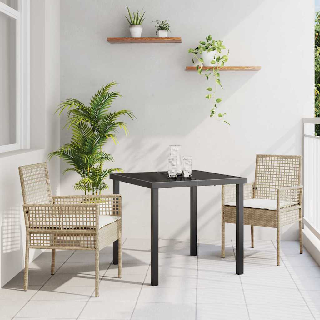 Tuin eettafelset met kussen 3 pcs Beige poly rattan is nu te koop bij PeponiXL, paradijselijk wonen!