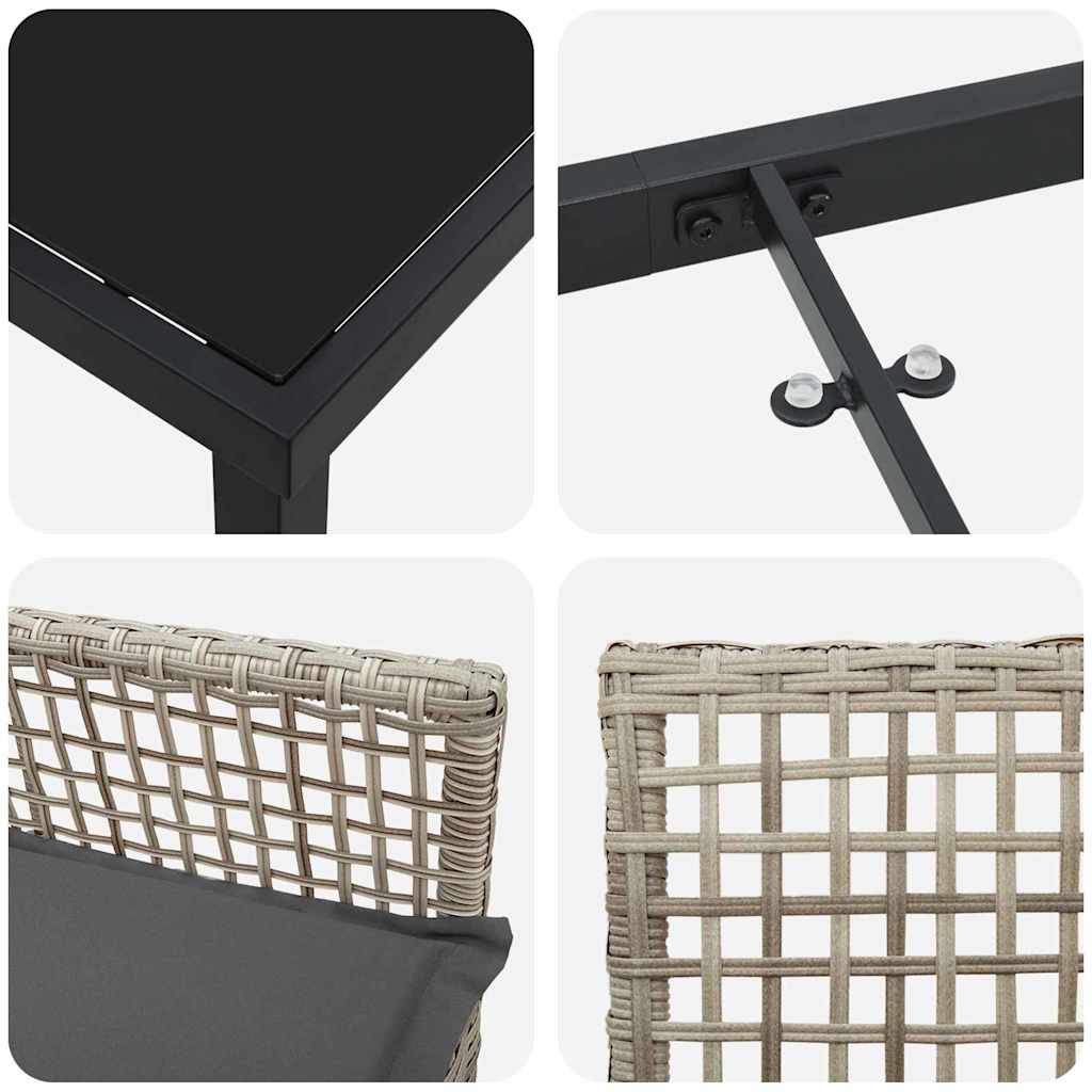 Tuin eettafelset met kussen 9 pcs Lichtgrijs poly rattan is nu te koop bij PeponiXL, paradijselijk wonen!