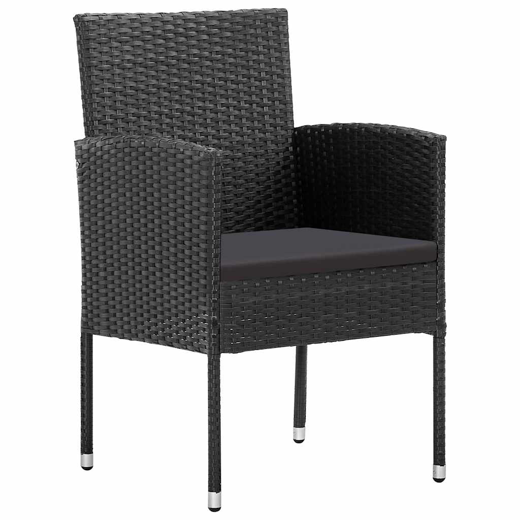 Tuin eettafelset met kussen 3 pcs Zwart poly rattan is nu te koop bij PeponiXL, paradijselijk wonen!