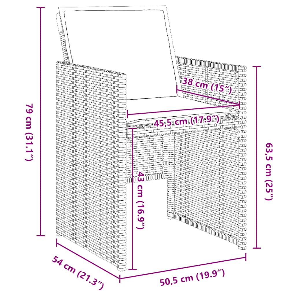 Tuin eettafelset met kussen 5 pcs Zwart poly rattan is nu te koop bij PeponiXL, paradijselijk wonen!