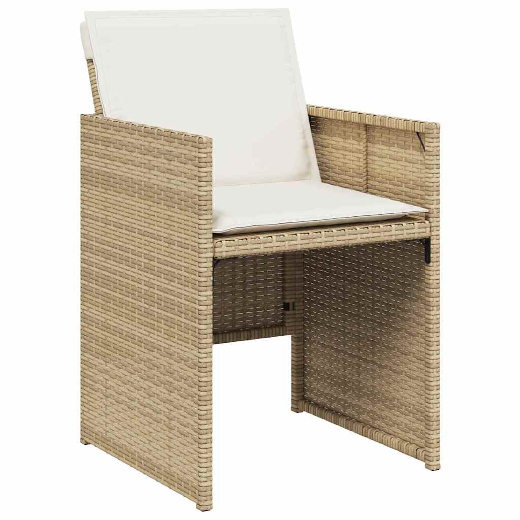 Tuin eettafelset met kussen 5 pcs Beige poly rattan is nu te koop bij PeponiXL, paradijselijk wonen!