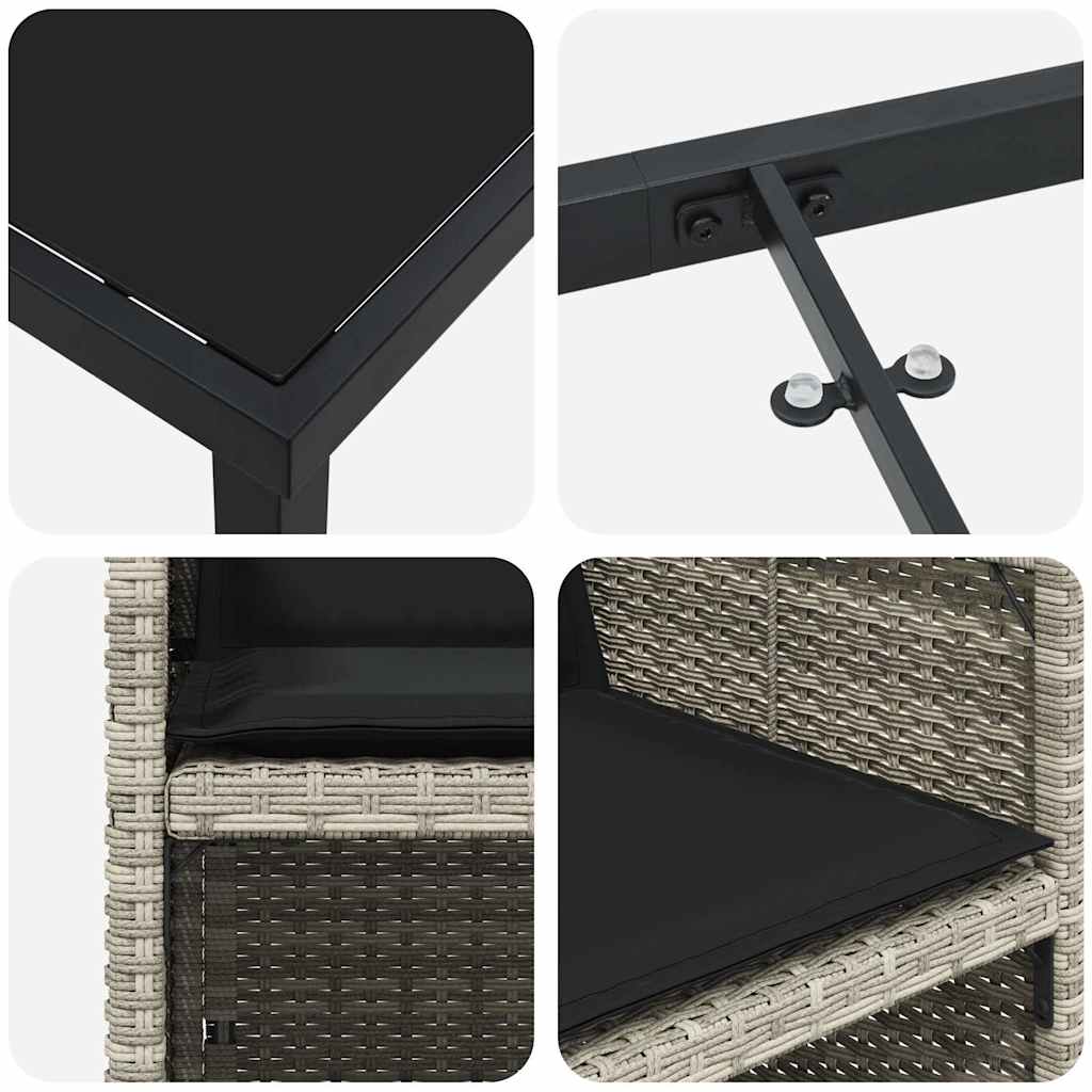 Tuin eettafelset met kussen 9 pcs Lichtgrijs poly rattan is nu te koop bij PeponiXL, paradijselijk wonen!