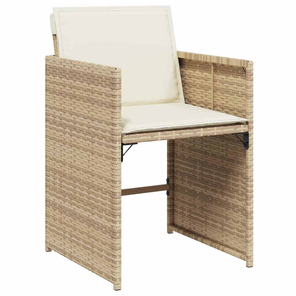 Tuin eettafelset met kussen 9 pcs Beige poly rattan is nu te koop bij PeponiXL, paradijselijk wonen!