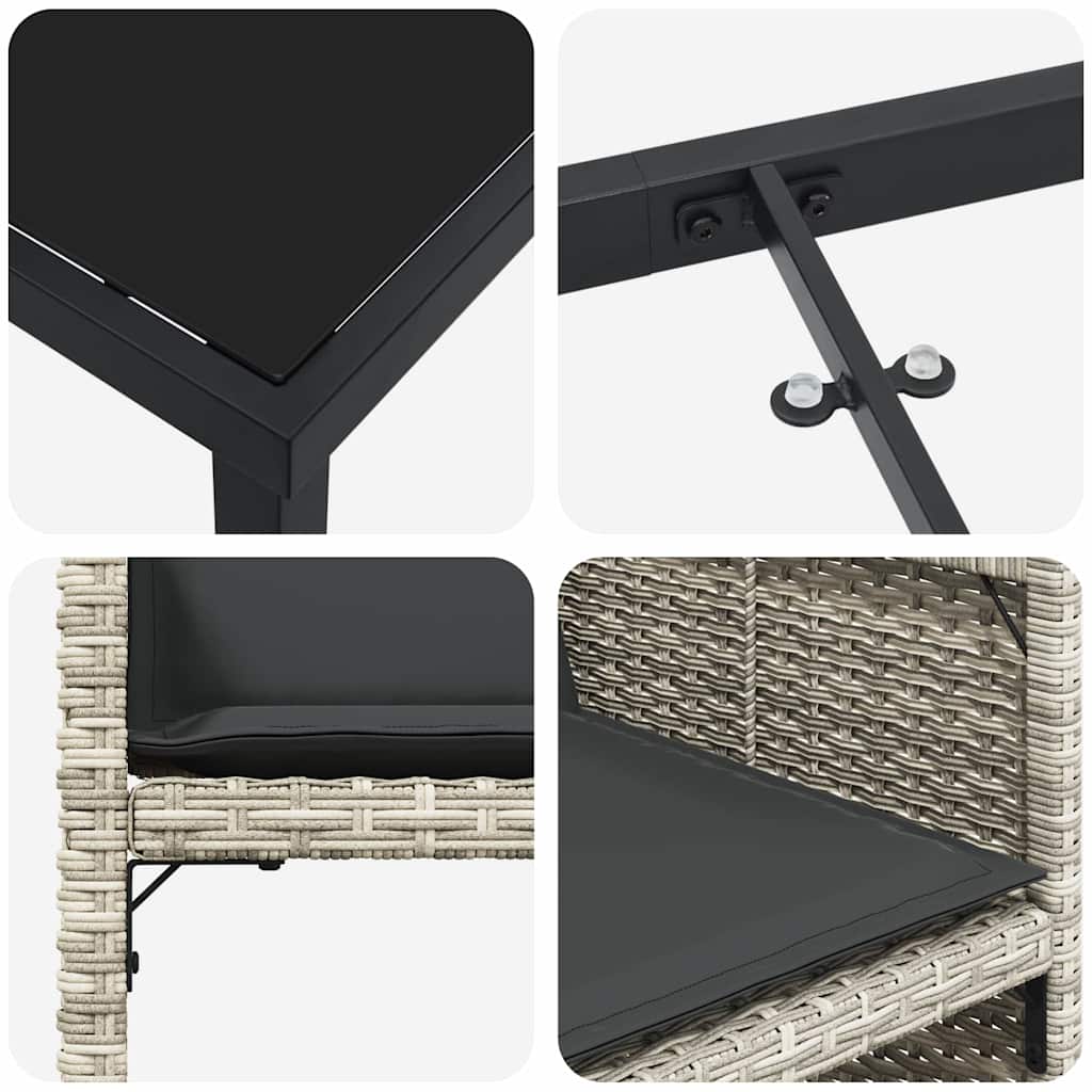 Tuin eettafelset met kussen 9 pcs Lichtgrijs poly rattan is nu te koop bij PeponiXL, paradijselijk wonen!